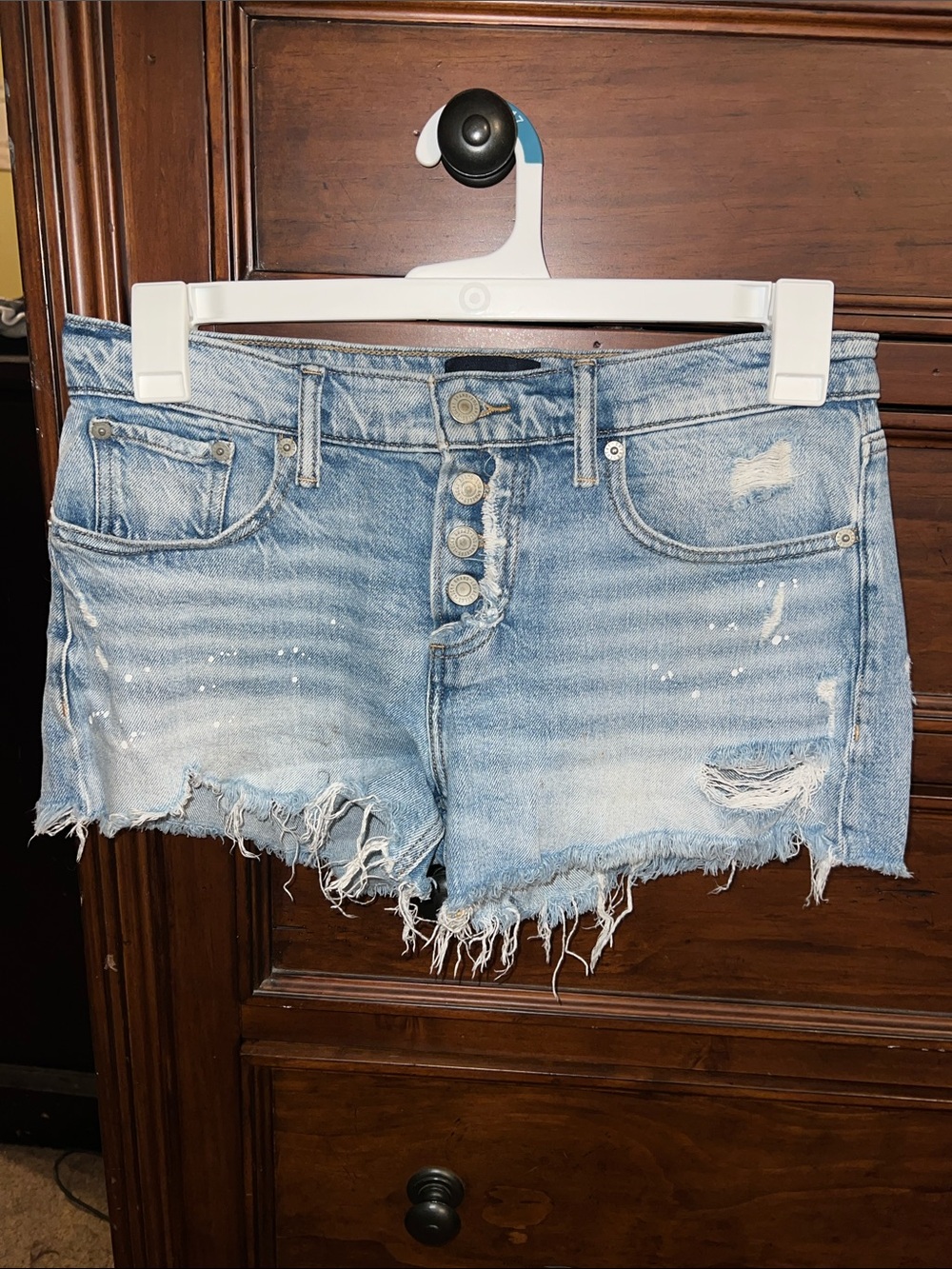 Lucky Brand Light Blue Distressed Denim Shorts - Women's Casual Frayed Hem